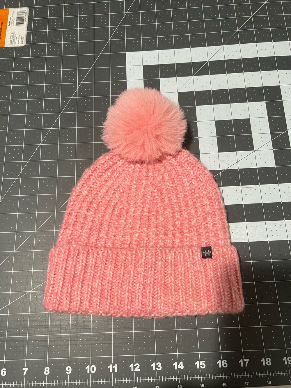 Adults Pink Pom Pom Knit Beanie Hat